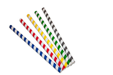 Paper straws, striped various colors, 21 cm