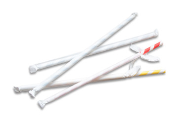 Paper straw, striped, various colours, 20cm (individually packed)