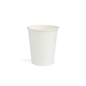 White coffee cup, PLA coated, 8oz/240ml