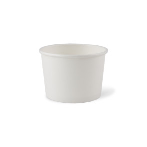 White soup bowl/ice cream tub, PLA coating, 8oz (240ml)