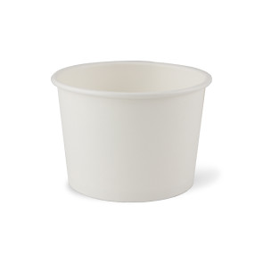 White soup bowl/ice cream tub, PLA coating, 16oz (450ml)