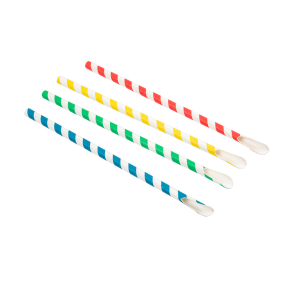 Paper straw, striped, with spoon, 21 cm, ø 0.8 cm