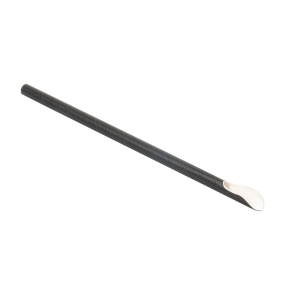 Paper straw, black, with spoon, 21 cm, ø 0.8 cm